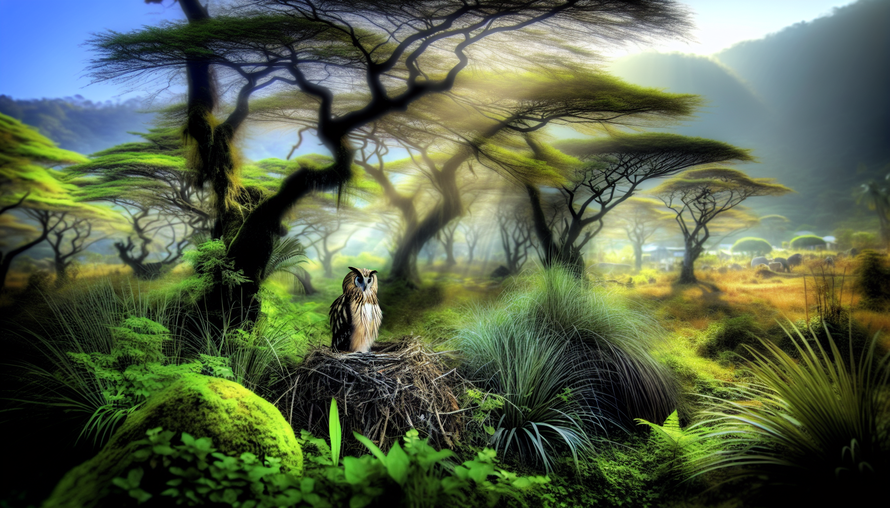 owl in natural habitat - AI generated illustration for article about Hooded Merganser Underwater Vision: How Eye Adaptations Drive Hunting Success