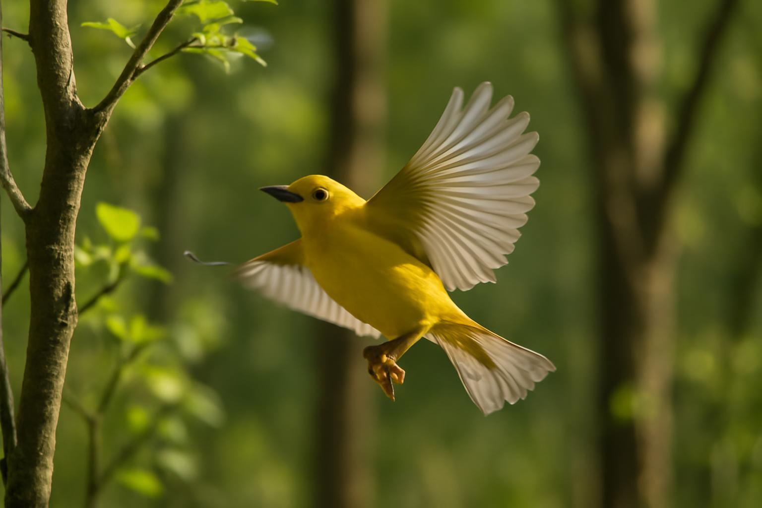 warbler in natural habitat - AI generated illustration for article about Florence Merriam Bailey's Bird Walk Leadership Guide Still Works Today