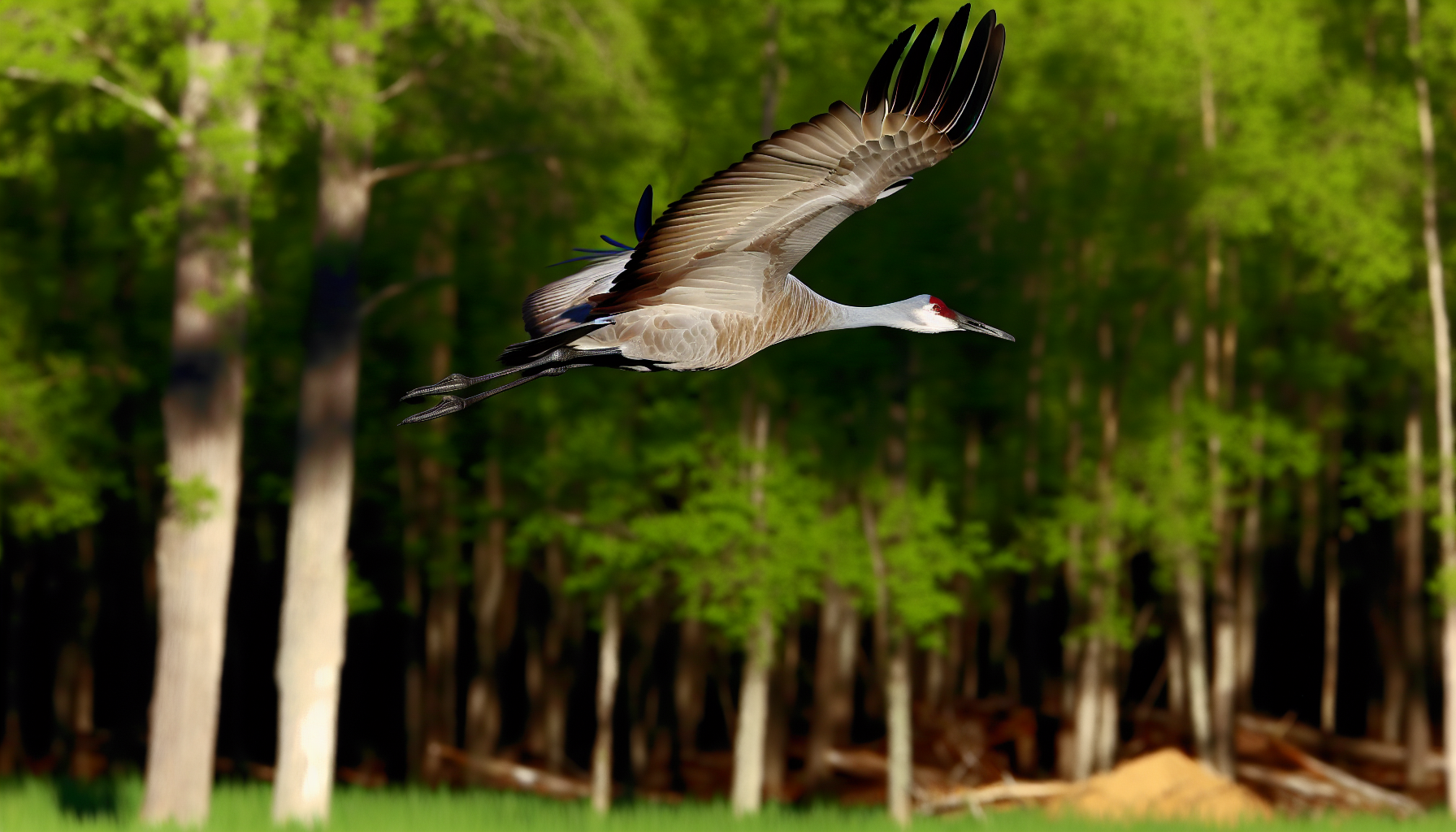 sandhill crane in natural habitat - AI generated illustration for article about Sandhill Crane Behavior: 50+ Years of Platte River Research