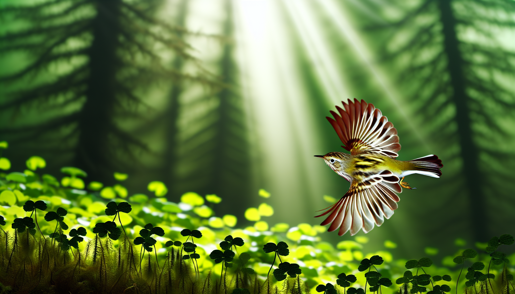 warbler in natural habitat - AI generated illustration for article about Mississippi Flyway Crisis: Bottomland Forest Loss Threatens 300+ Bird Species
