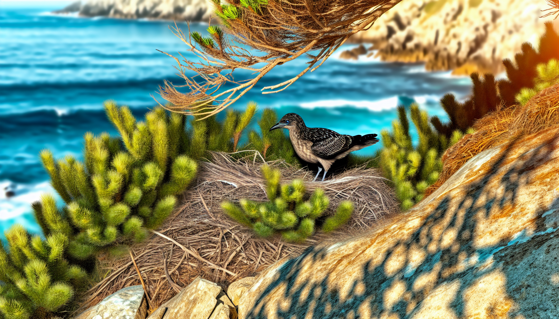 Bird in natural habitat - AI generated illustration for article about How Dredged Material Creates Critical Waterbird Nesting Habitat in Texas