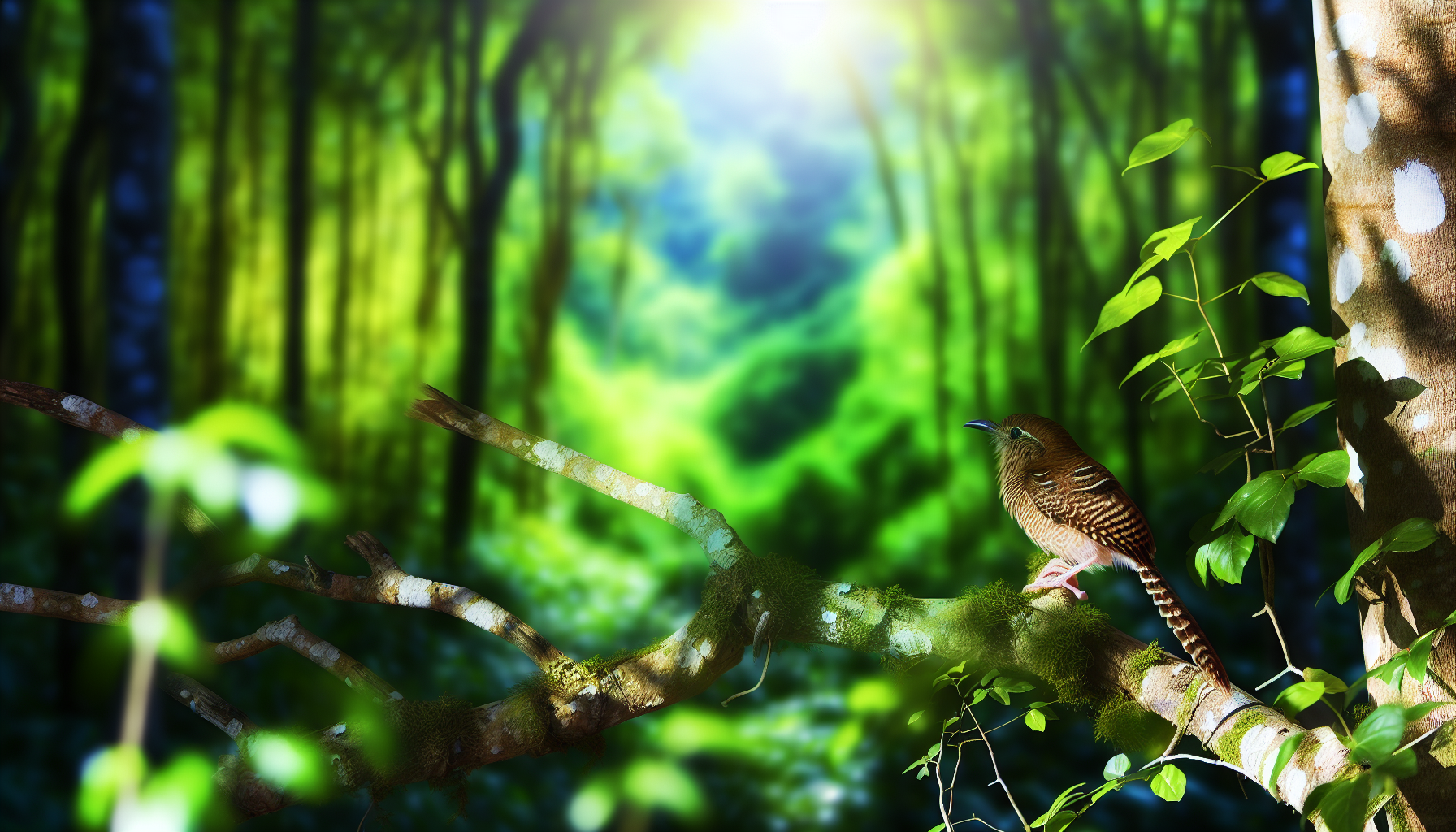 Bird in natural habitat - AI generated illustration for article about Pileated Woodpecker & Anna's Hummingbird: Conservation Success Stories