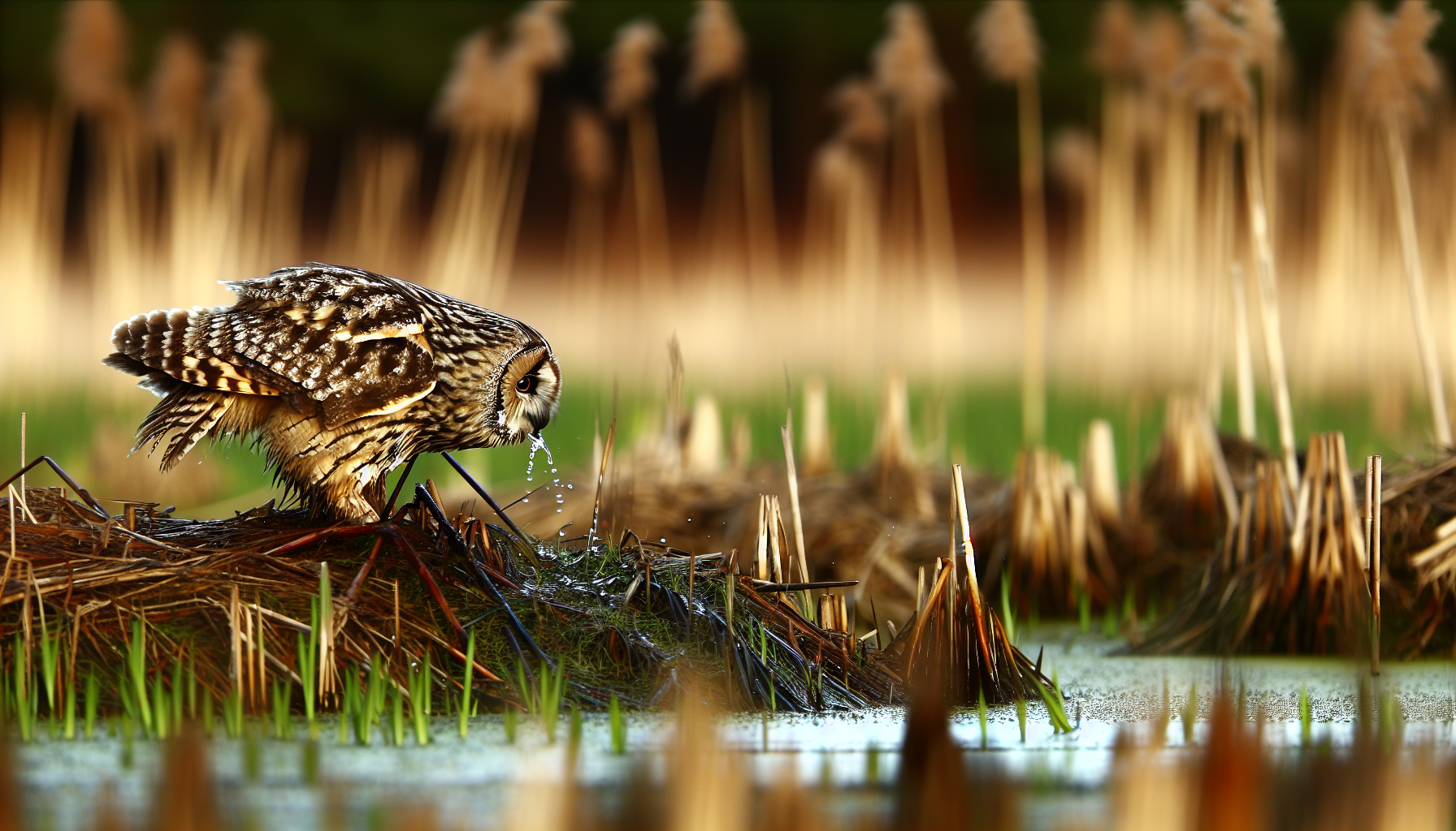 owl in natural habitat - AI generated illustration for article about Great Horned Owl & Great Blue Heron Behavior: Apex Predators Shape Ecosystems