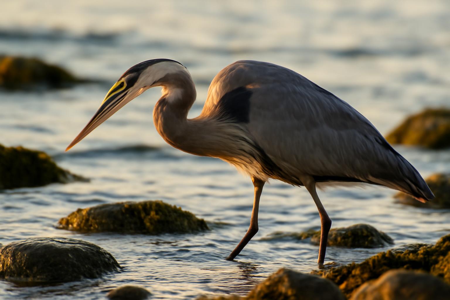 heron in natural habitat - AI generated illustration for article about Hog Island at 90: What a Maine Seabird Camp Teaches Us