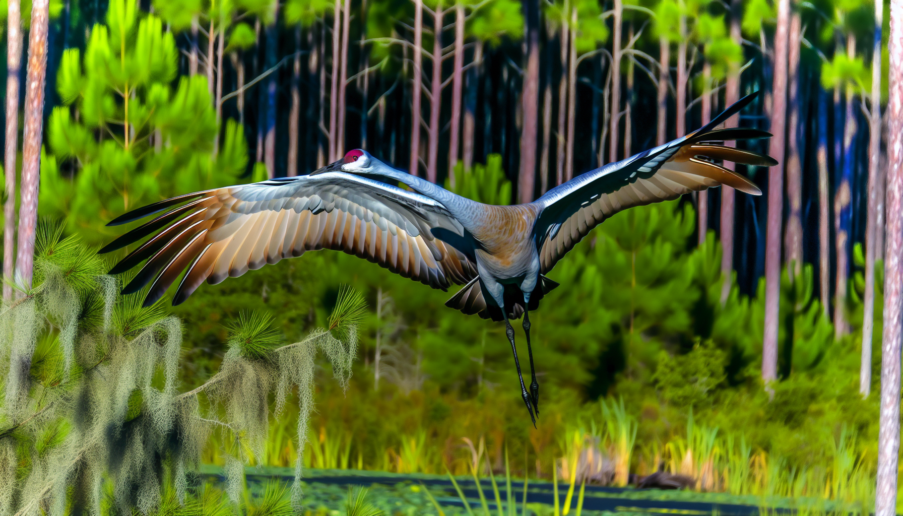 crane in natural habitat - AI generated illustration for article about Art Meets Migration: How Creative Programs Deepen Our Connection to Cranes