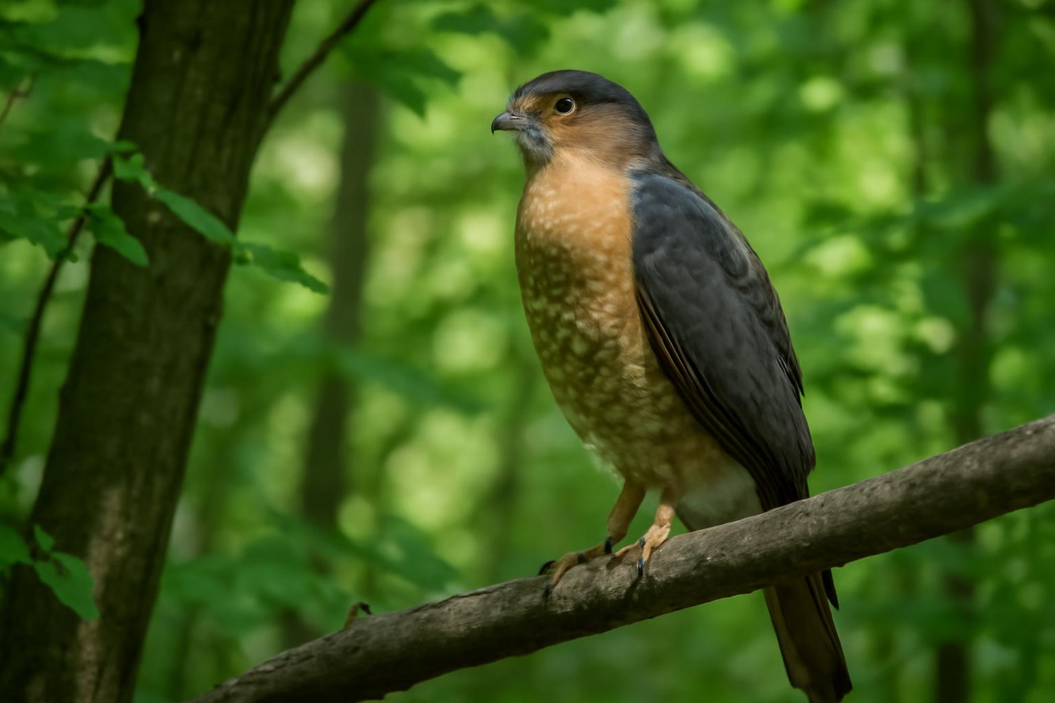 hawk in natural habitat - AI generated illustration for article about Robin, Meadowlark, Cooper's Hawk: ID and Habitat Signals