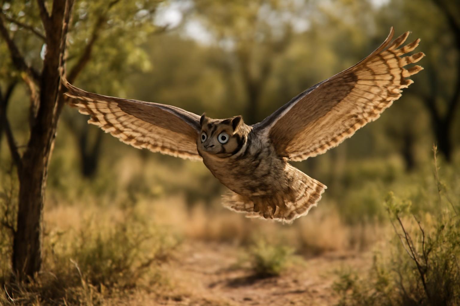 owl in natural habitat - AI generated illustration for article about Western Water Crisis: What Shrinking Rivers Mean for Birds